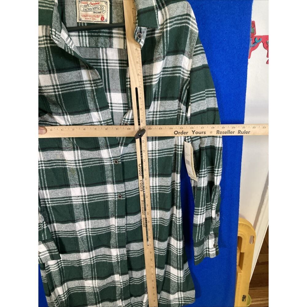 Jachs NY Girlfriend Plaid Flannel Shirt Dress Women’s Small Green White Tunic S - Picture 10 of 16
